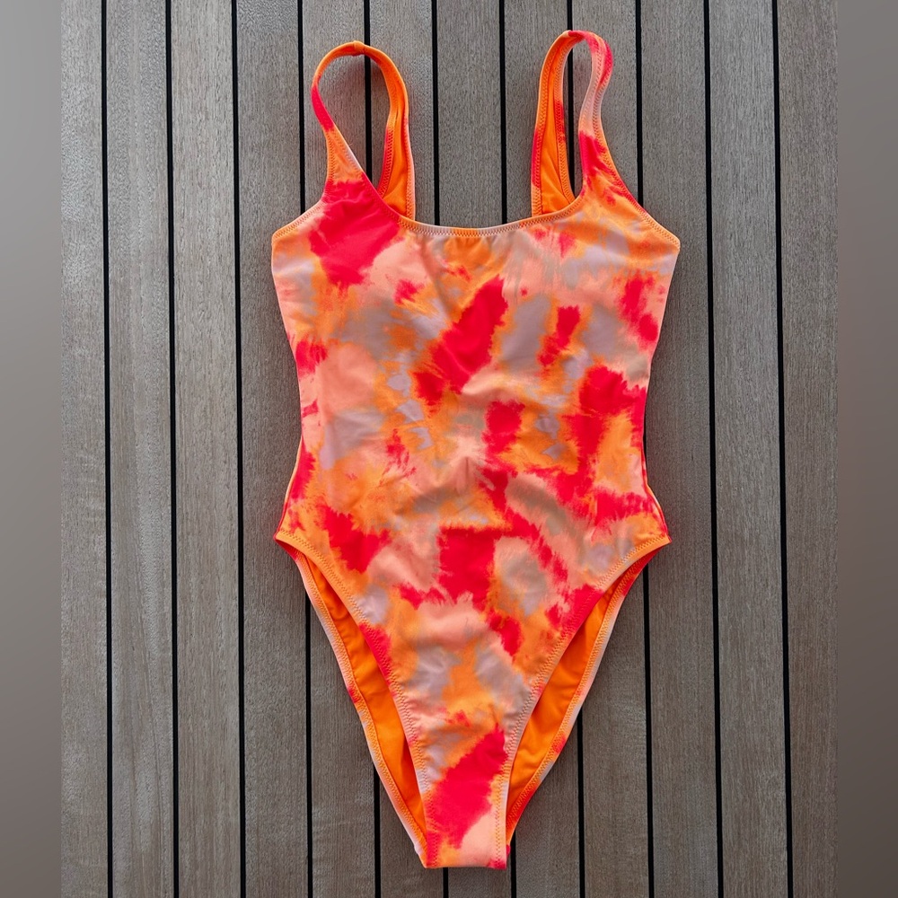 Aerie babewatch orange tie dye one piece
